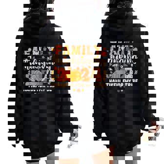 Family Thanksgiving 2024 Thankful For My Tribe Fall Autumn Women Oversized Hoodie Back Print - Thegiftio UK