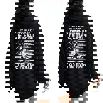 My Favorite Veteran Is My Mom Veterans Day Usa Flag Women Oversized Hoodie Back Print - Thegiftio UK