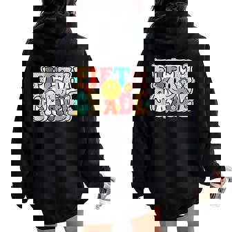 Fifth Grade Vibes Smile Face 5Th Grade Hippie Back To School Women Oversized Hoodie Back Print - Thegiftio UK