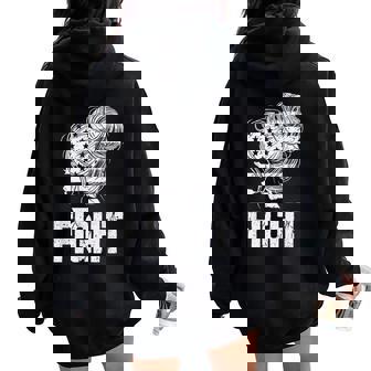 Fight 1776 Messy Bun American Women Oversized Hoodie Back Print - Thegiftio UK