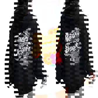 Flower Power 60S 70S Hippie Retro Groovy Positive Vibes Women Oversized Hoodie Back Print - Thegiftio UK