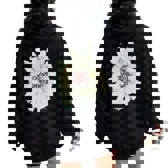 Flower Power Vintage Daisy Print Women Oversized Hoodie Back Print - Monsterry