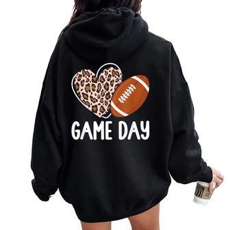 Football Game Day Leopard Cheetah Game Day Football Women Oversized Hoodie Back Print - Thegiftio UK