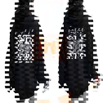 Football Sister Vintage Sport Lover Sister Mothers Da Women Oversized Hoodie Back Print - Thegiftio