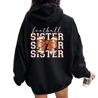 Football Sister Vintage Sport Lover Sister Mothers Da Women Oversized Hoodie Back Print - Thegiftio UK