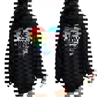 Free Human Hugs Mom Dad Support Lgbt Pride Month Women Oversized Hoodie Back Print - Thegiftio UK