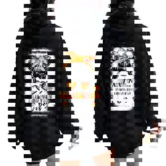 Friends Giving 2024 Thanksgiving Friendsgiving Messy Bun Women Oversized Hoodie Back Print - Thegiftio UK