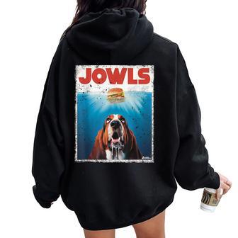 Bassett Hound Dog Jowls Burger Puppy Dog Eyes Dog Mom Women Oversized Hoodie Back Print | Seseable UK