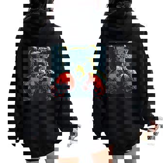 Boxing Bear For Sport Boys And Girls Women Oversized Hoodie Back Print | Mazezy