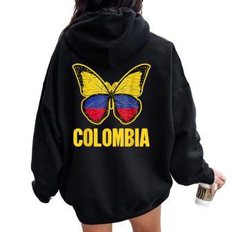 Colombia Butterfly Colombian Flag Women Women Oversized Hoodie Back Print - Thegiftio UK