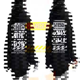 Danger Grumpy Old Man Sarcastic Saying Retirement Women Oversized Hoodie Back Print - Thegiftio UK