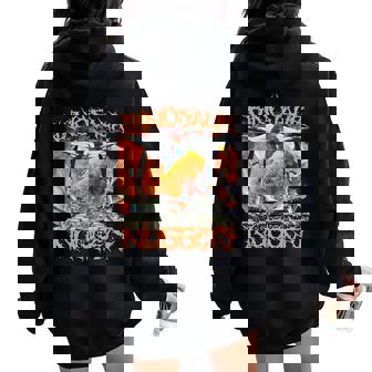 Dinosaur Chicken Nugget Bootleg Hardcore Flames Meme Women Oversized Hoodie Back Print - Thegiftio UK