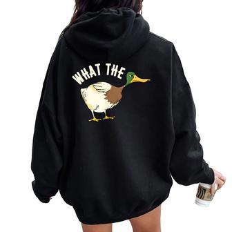 What The Duck Angry Duck Humor Women Oversized Hoodie Back Print - Thegiftio UK