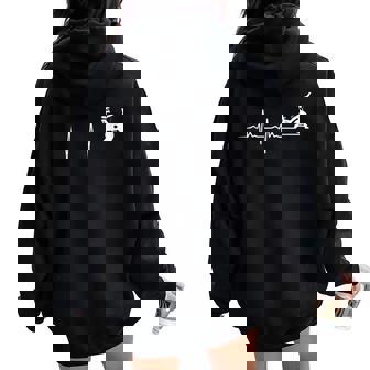 -Élo D'intérieur Ekg Line Heartbeat Sweat à capuche oversize pour femme avec imprimé dans le dos - Cadeauxyz