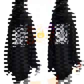 Ghost Witch Australian Shepherd Halloween Dog Mom Women Oversized Hoodie Back Print - Thegiftio UK