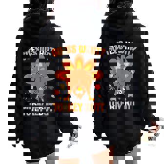 Guess What Turkey Butt Thanksgiving Mens Women Oversized Hoodie Back Print - Thegiftio UK