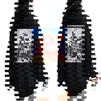 Jesus Crossing Up The Devil Christian Religious Women Oversized Hoodie Back Print - Thegiftio UK