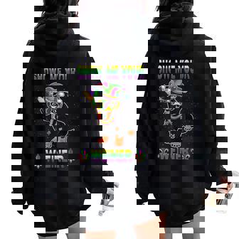 Mardi Gras Dachshund Dog Show Me Your Weiner Men Women Oversized Hoodie Back Print - Monsterry