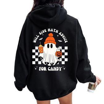 Math Teacher Halloween Ghost Math Lover Teachers Woman Women Oversized Hoodie Back Print - Thegiftio UK