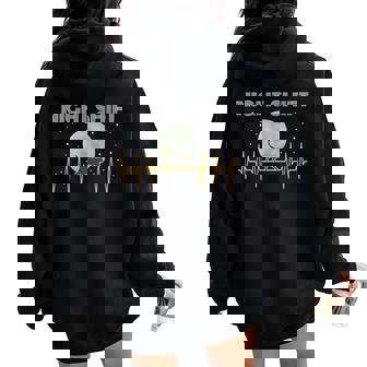 Nurses Night Shift Nurse Cool Full Moon Ekg Cat Women Oversized Hoodie Back Print - Monsterry