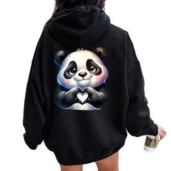 Panda Love Heart Giant Bear Pandas Lover Kid Women Oversized Hoodie Back Print - Thegiftio UK