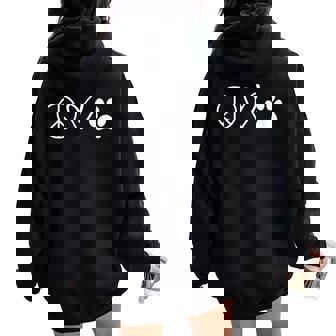 Peace Sign Heart Paw Print Sarcastic Joke Women Oversized Hoodie Back Print - Monsterry