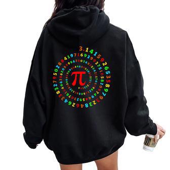 Pi Day Spiral 314 Pi Number Symbol Math Teacher Women Oversized Hoodie Back Print - Thegiftio UK