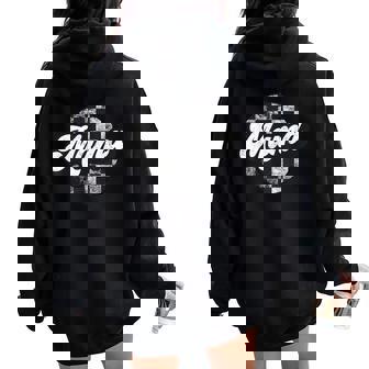 Retro Checkered Mama Race Vintage Mom Mother's Day Women Oversized Hoodie Back Print - Thegiftio