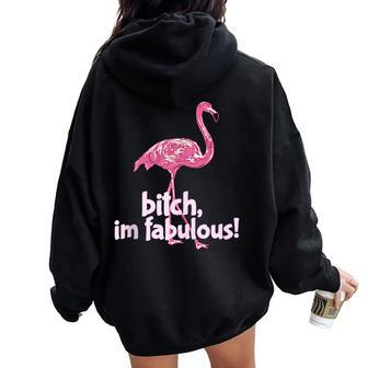 Summer Vibes I'm Fabulous Pink Flamingo Women Oversized Hoodie Back Print - Monsterry CA