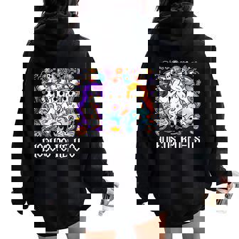 Witches Nurse Spooky Nurse Witch Halloween Nursing Pun Women Oversized Hoodie Back Print | Mazezy