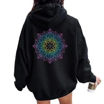 Geometric Flower Of Life Spiritual Mandela Women Oversized Hoodie Back Print - Thegiftio UK