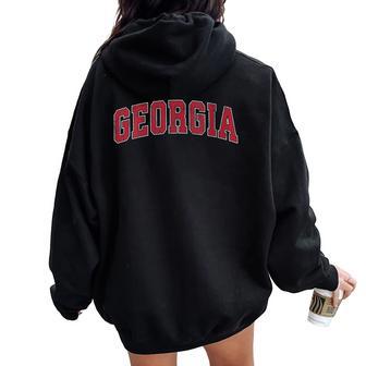 Georgia Ga Vintage Athletic Sports Red Style Women Oversized Hoodie Back Print - Thegiftio