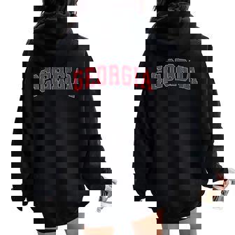 Georgia Ga Vintage Athletic Sports Red Style Women Oversized Hoodie Back Print - Thegiftio UK