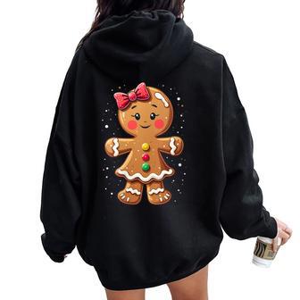 Gingerbread Character Women Oversized Hoodie Back Print - Thegiftio UK