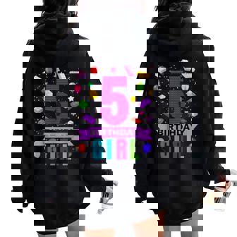 Girl 5 Year Old Building Bricks 5Th Birthday Blocks Women Oversized Hoodie Back Print | Seseable CA