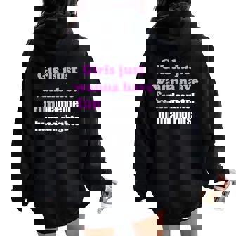 Girl Just Wanna Have Fundamental Diritti T Femminismo Felpa con cappuccio oversize da donna con stampa posteriore - Novitaregali