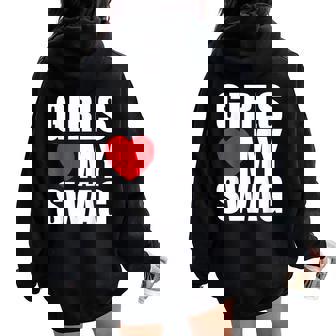 Girls Love My Swag Girls Heart My Swag Women Oversized Hoodie Back Print | Mazezy