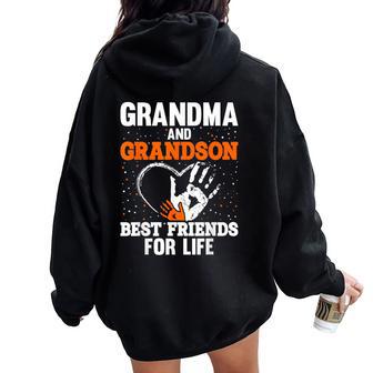 Grandma And Grandson Best Friends For Life Women Oversized Hoodie Back Print - Thegiftio UK