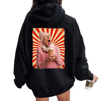 Grandma Licking Ice Cream Women Oversized Hoodie Back Print - Thegiftio UK