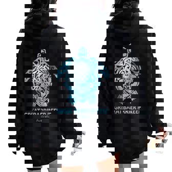 Great Barrier Reef Sea Turtle Ocean Souvenir Women Oversized Hoodie Back Print - Monsterry