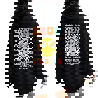 Groovy Bruh We Back To School Smile Face 1St Day Of School Women Oversized Hoodie Back Print - Thegiftio UK