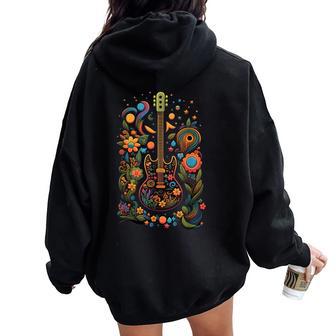 Groovy Guitar Guitarist Rock Concert Festival Guitar Women Oversized Hoodie Back Print - Thegiftio UK