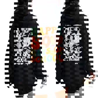 Groovy Happy 50 Days Of School 50Th Day Of School Students Women Oversized Hoodie Back Print - Thegiftio UK