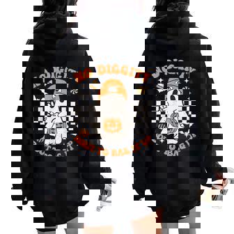 Groovy No Diggity Bout To Bag It Up Ghost Halloween Women Oversized Hoodie Back Print - Thegiftio UK
