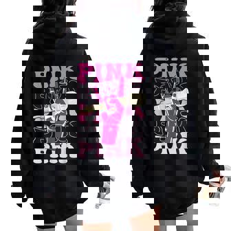 Groovy Pink Personalized Name Pink Retro For Women Women Oversized Hoodie Back Print - Thegiftio UK