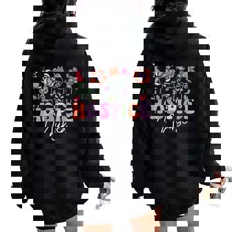 Groovy Retro Rn Hospice Nurse Wildflowers Healthcare Worker Women Oversized Hoodie Back Print - Monsterry