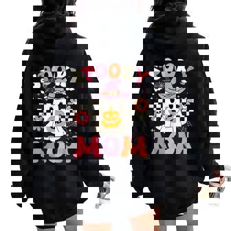 Groovy Spooky Mom Retro Ghost Holding Pumpkin Halloween Women Oversized Hoodie Back Print | Seseable CA