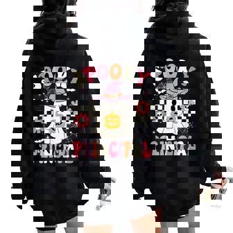 Groovy Spooky Principal Ghost Pumpkin Halloween Principal Women Oversized Hoodie Back Print - Thegiftio UK