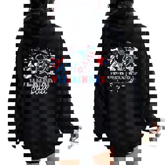 Groovy Veterinary Squad Vet Tech Usa Flag 4Th Of July Women Oversized Hoodie Back Print - Thegiftio UK
