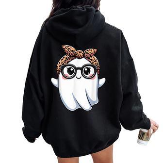 Halloween Ghost Glasses Boo Spooky Season Toddler Girl Women Oversized Hoodie Back Print - Thegiftio UK